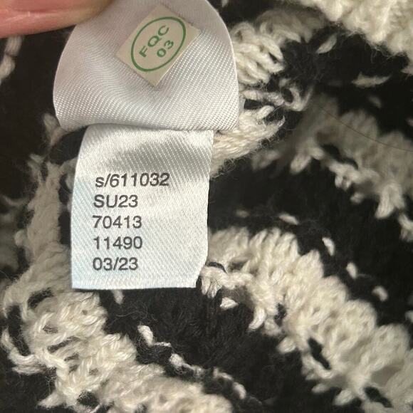 Loft NWT black and off white striped 100% cotton long sleeve sweater M - Picture 7 of 9